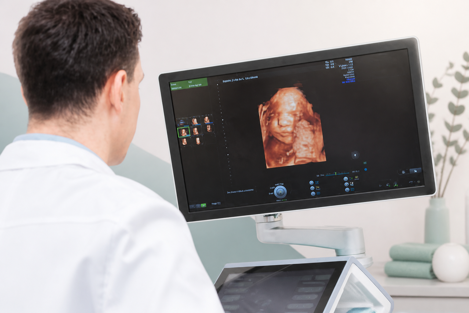 Monitor mit einer räumlichen Ultraschalldarstellung